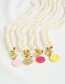 Fashion Golden Copper Inlaid Zircon Pearl To Buckle Smiley Face Necklace