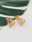 Fashion Gold Color-plated Zirconium Cactus Ear Nail Necklace Set