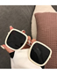 Fashion White Ring Gray Big Frame Square Sunglasses