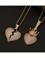Fashion Damaged Heart Crown Love Inlaid Zirconium Necklace