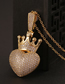 Fashion Damaged Heart Crown Love Inlaid Zirconium Necklace