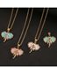Fashion Pink Copper Gold-plated Zircon Zirconia Elephant Necklace