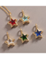 Fashion Sky Blue Copper Gold-plated Pentagon Gem Necklace