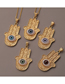 Fashion Di Copper Plated Golden Flower Palm Eye Necklace