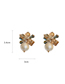 Fashion White Crystal Flower Pearl Earrings
