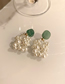 Fashion Green Pearl And Gem Stud Earrings