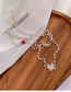 Fashion White Micro-inlaid Zircon Butterfly Double Pearl Necklace