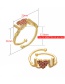 Fashion White Gold Micro-set Letter Open Ring