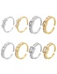 Fashion Small Rectangle Gold Color Micro-set Zircon Rectangular Open Ring