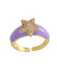 Fashion Purple Oil Drop Diamond Five-pointed Star Open Ring