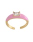 Fashion Pink Oil Dripping Rectangular Open Ring