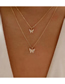 Fashion Gold Color-2 Crystal Butterfly Pendant Necklace
