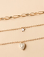 Fashion Gold Color Pentagrami Heart Multi-layer Necklace