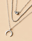 Fashion Silver Color Gold Plated Moon Three-layer Necklace