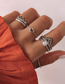 Fashion Silver Color Ancient Silver Peach Heart Thread Ring 6 Sets