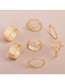 Fashion Gold Color Goldered Peach Heart Pentagon Ring 5 Sets