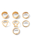 Fashion Gold Color Goldered Peach Heart Pentagon Ring 5 Sets