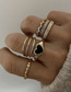 Fashion Gold Color Drip Droplet Peach Geometric Diamond Ring 8 Sets
