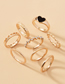 Fashion Gold Color Drip Droplet Peach Geometric Diamond Ring 8 Sets