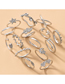 Fashion Gold Color Diamond Love Leaves Open Ring Ring Set 15