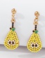 Fashion Yellow Alloy Inlaid Rice Bead Earrings