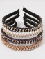 Fashion Khaki Chain Pu Braided Winding Headband