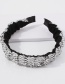 Fashion Black Full Rhinestone Wavy Folds Wide Brim Headband