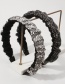 Fashion Black Full Rhinestone Wavy Folds Wide Brim Headband