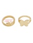 Fashion Gold Color Butterfly Snake Ring Set