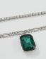 Fashion White K Double Glass Diamond Claw Chain Necklace