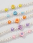 Fashion Pink Geometric Clay Flower Imitation Pearl Necklace