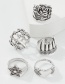 Fashion Ancient Silver Color Geometric Wide Brim Rose Ring Set