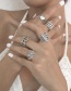 Fashion Ancient Silver Color Geometric Wide Brim Rose Ring Set