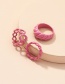 Fashion Pink Suit Thread Hollow Ring Set