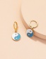 Fashion Blue And White Alloy Oil Drop Earrings