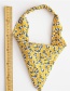 Fashion Yellow Bandana Floral Pleated Triangle Bandana