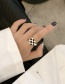 Fashion Green And White Plaid Metal Heart Check Open Ring