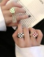 Fashion Black And White Plaid Metal Heart Check Open Ring