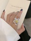 Fashion Single Circle Milky White Flower Flower Smiley Beaded Ring