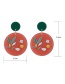 Fashion Red Leaf Earrings Acrylic Round Branch Stud Earrings