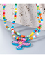 Fashion Five-petal Flower Resin Rice Beads Beaded Five-petal Flower Double Layer Necklace