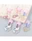 Fashion Pink Flower Alloy Resin Diamond Printing Earrings