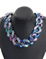 Fashion Deep Purple Blue Alloy Resin Chain Necklace