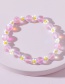 Fashion Pink Fluorescent Glass Beads Flower Beaded Bracelet