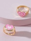 Fashion Pink Multi-layer Colorful Peach Heart Ring Set