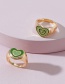 Fashion Green Multi-layer Colorful Peach Heart Ring Set