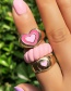 Fashion Pink Drop Oil Thread Love Ring Set