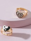 Fashion Black Oil Drop Double Contrast Color Heart-shaped Tai Chi Ring