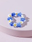 Fashion Blue Rice Bead Woven Flower Ring