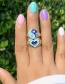 Fashion Blue-green Double-layer Love Gossip Dripping Ring Set